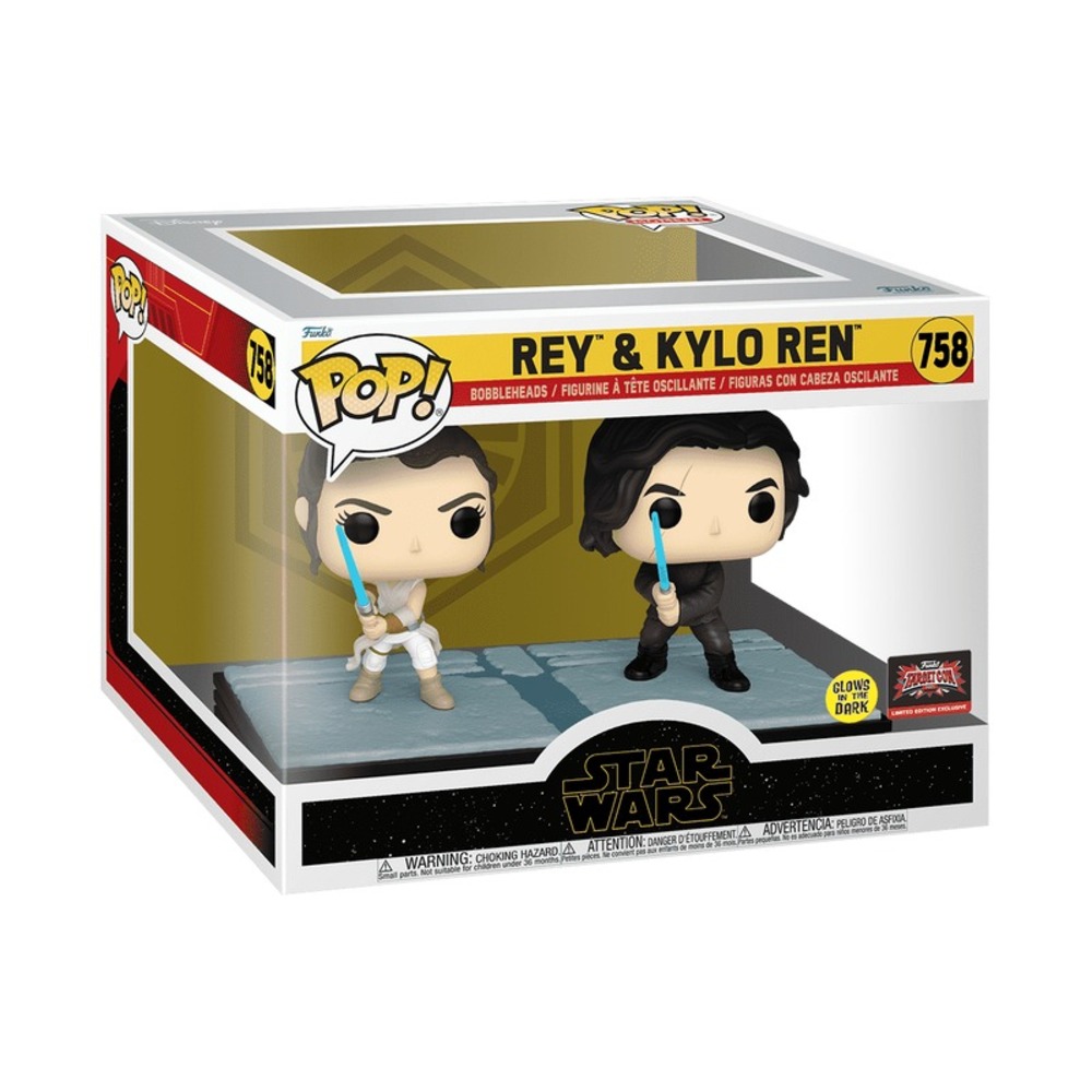 Funko Pop Moments Star Wars Rey & Kylo Ren #758 Glow in the Dark Target Con New - Picture 4 of 4